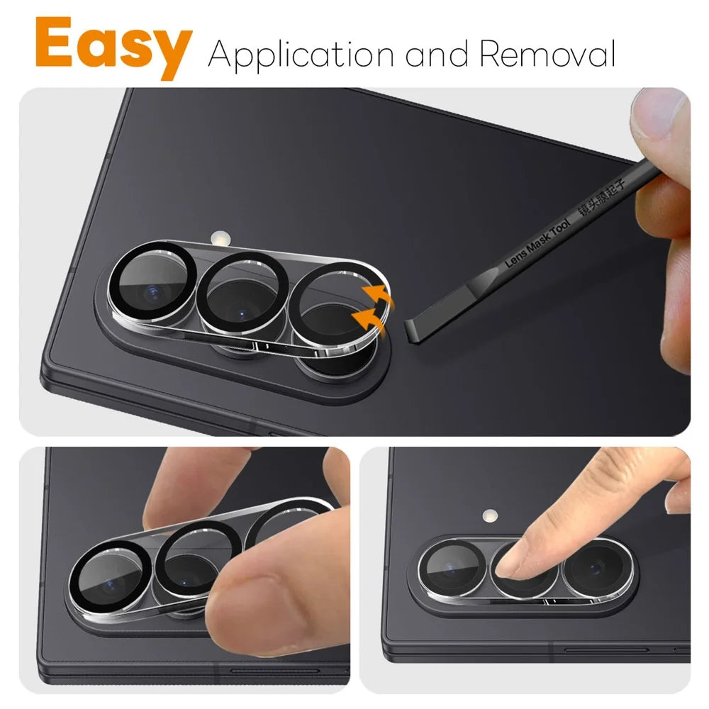 NORTHJO 2Pcs For Samsung Galaxy Z Fold7 5G Camera Lens Protector Black Circles 3D Full Coverage Clear Tempered Glass Lens Film - 4