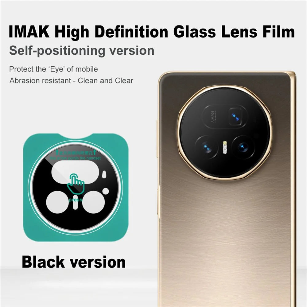 IMAK For Honor Magic V5 5G Tempered Glass Camera Lens Protector with Self Positioning Frame (Black Version) - 3
