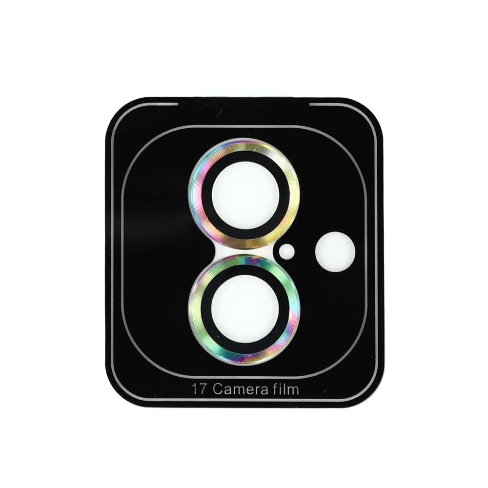 For iPhone 17 Camera Lens Protector CD Veins Metal Ring Tempered Glass Film - Colorful - 2