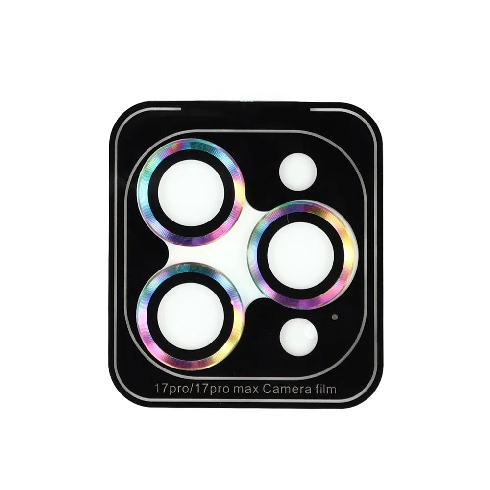 For iPhone 17 Pro Max / 17 Pro Camera Lens Protector CD Veins Metal Ring Tempered Glass Film - Colorful - 2