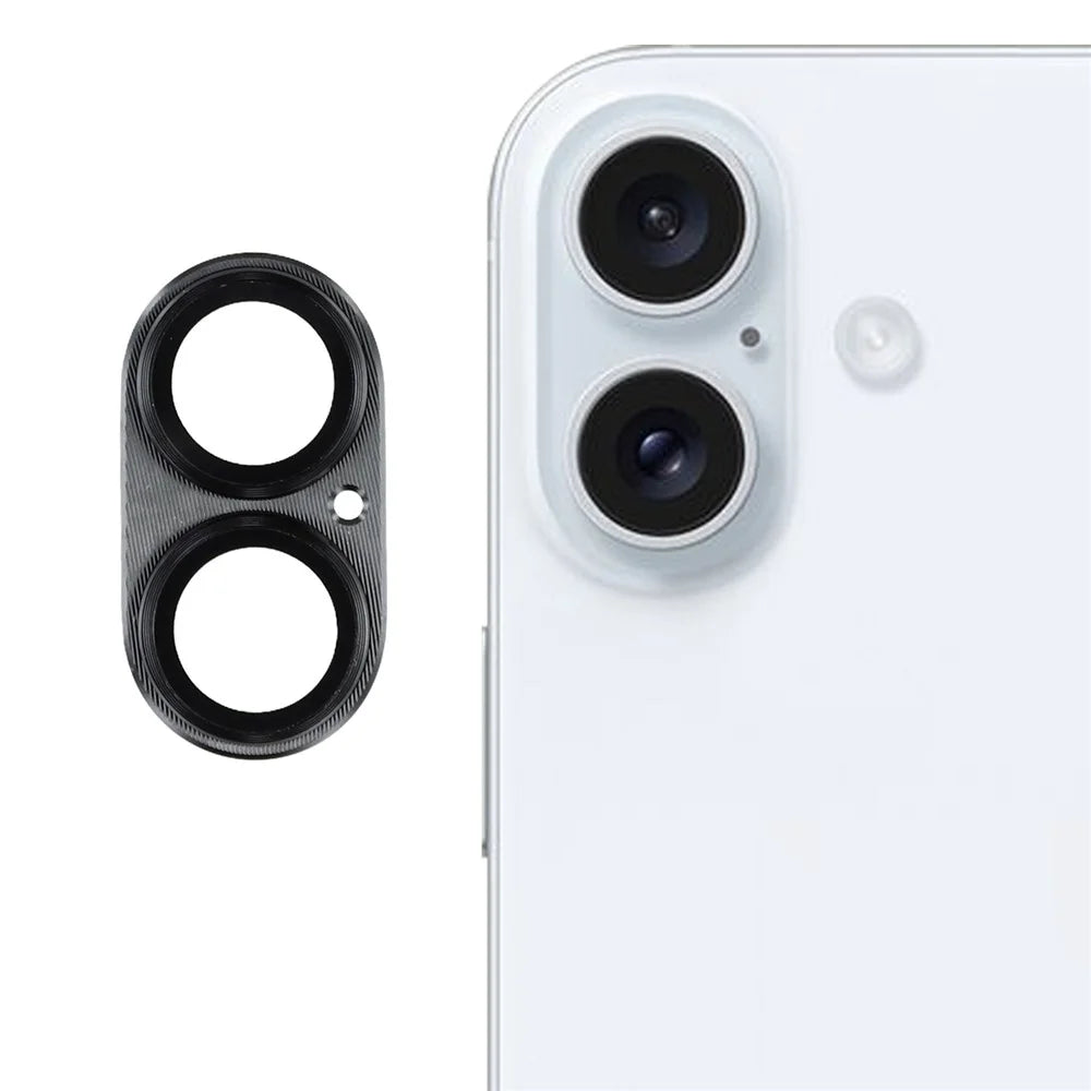 For iPhone 17 Camera Lens Protector CD Vein Integrated Metal Tempered Glass Lens Film - Black - 1