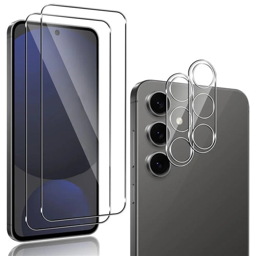 2Pcs For Samsung Galaxy S25 FE Screen Protector 2.5D Arc Edge High Clarity Tempered Glass Film with Camera Lens Film - 1