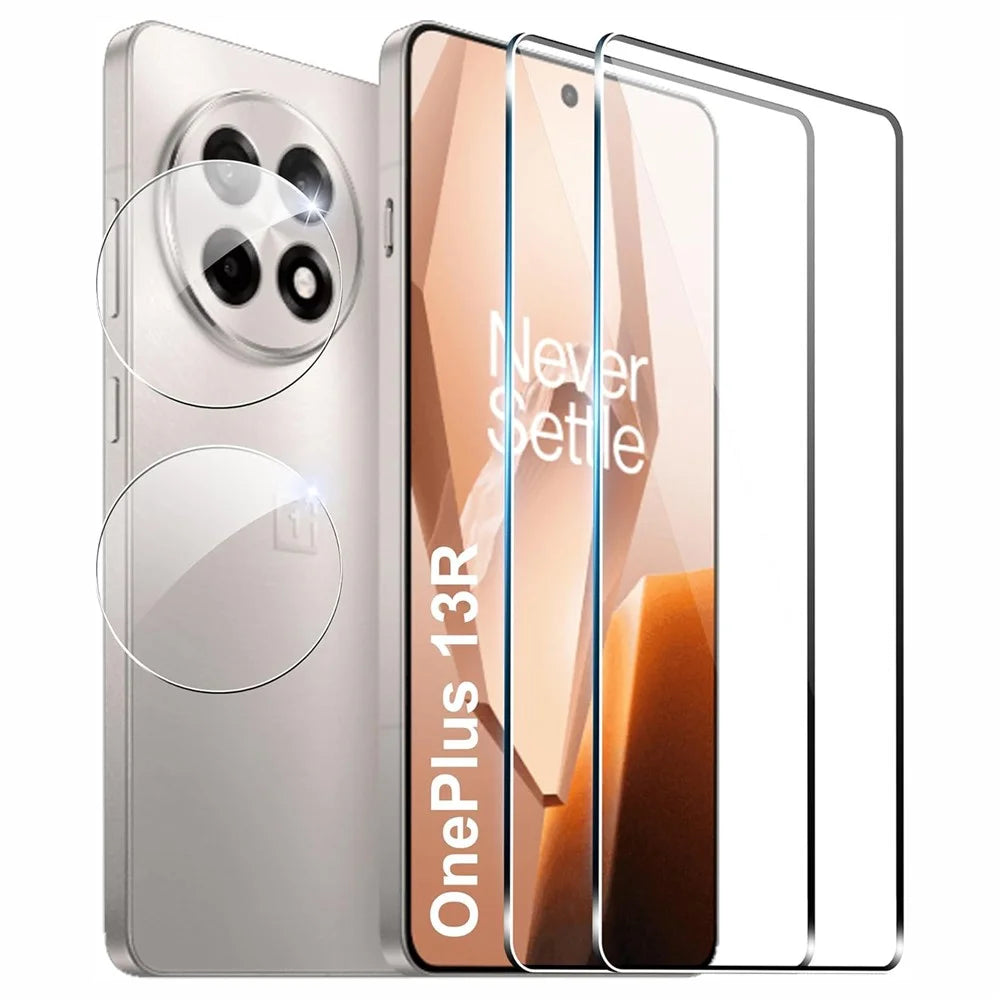 2Pcs For OnePlus 13R 5G Screen Protector 2.5D Arc Edge High Clarity Tempered Glass Film with Camera Lens Film - 1