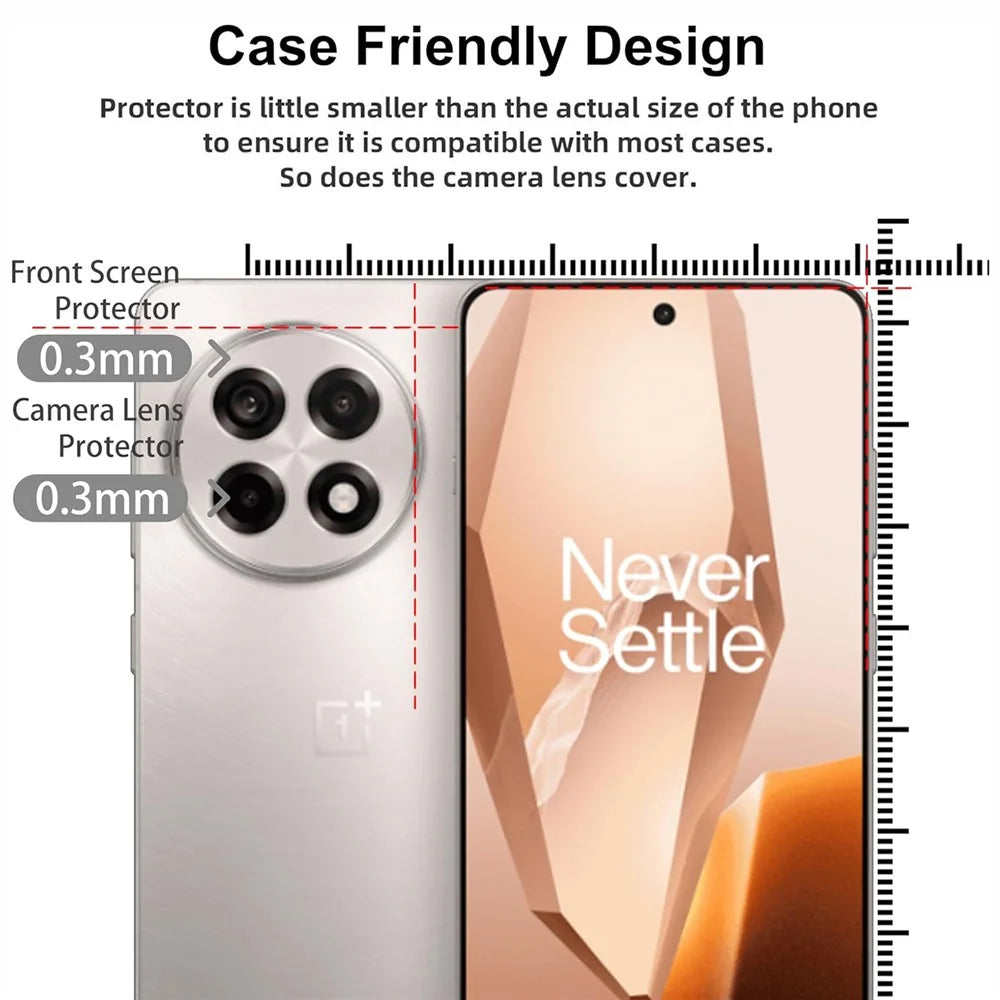 2Pcs For OnePlus 13R 5G Screen Protector 2.5D Arc Edge High Clarity Tempered Glass Film with Camera Lens Film - 3