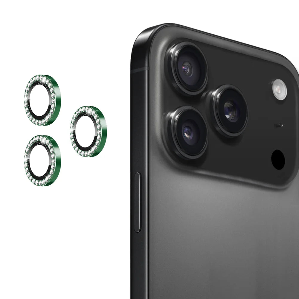 ENKAY HAT PRINCE For iPhone 17 Pro / iPhone 17 Pro Max Camera Lens Protector   Rhinestone Decor Rear Lens Film - Dark Green - 1