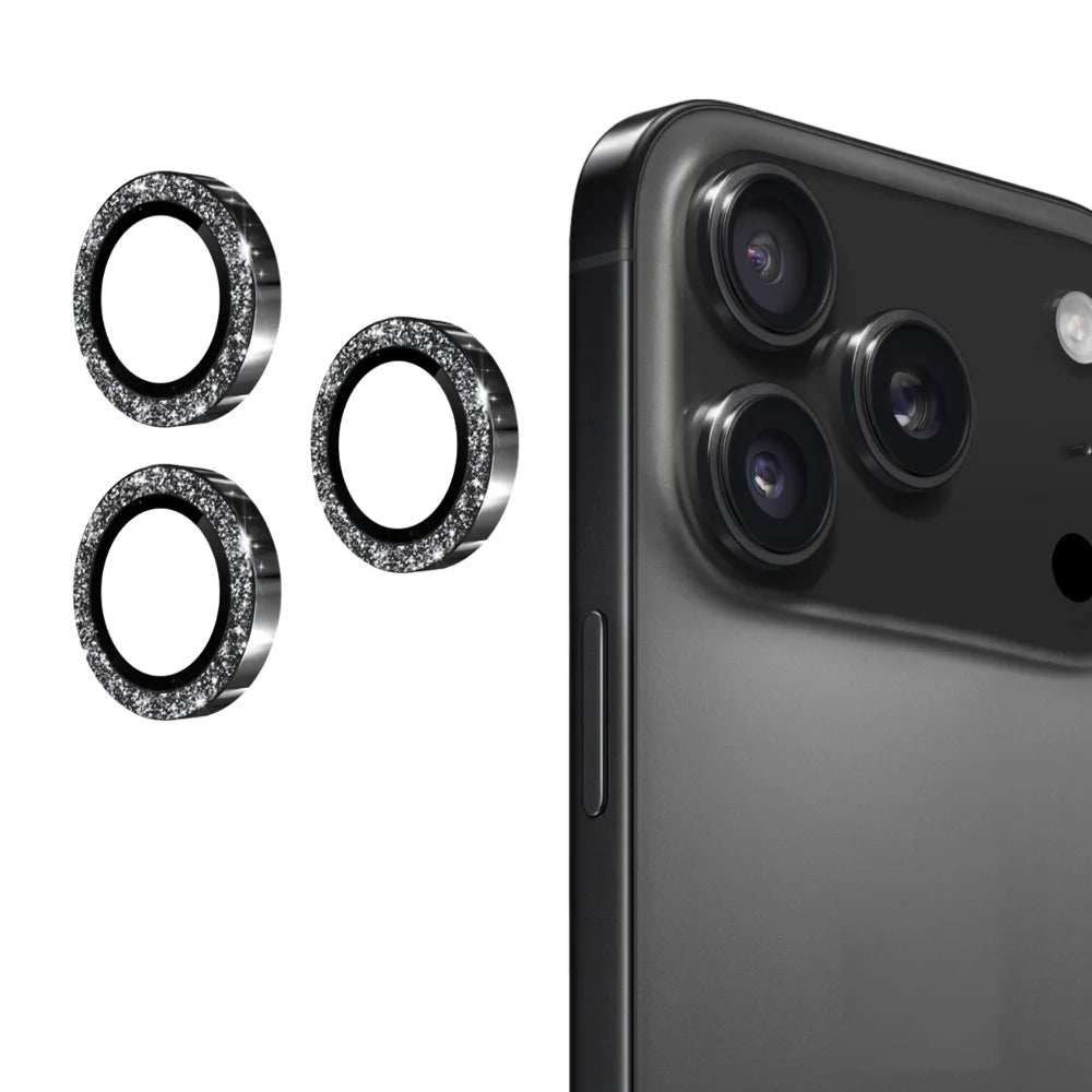 ENKAY HAT PRINCE For iPhone 17 Pro / iPhone 17 Pro Max Camera Lens Protector  Glitter Decor Tempered Glass Lens Film - Black - 1