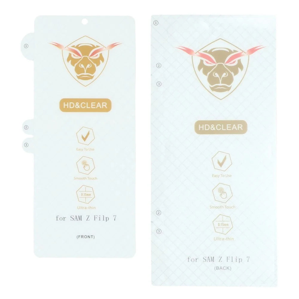 1Set For Samsung Galaxy Z Flip7 5G Screen Protector Inside + Front Cover Clear TPU Film - 3