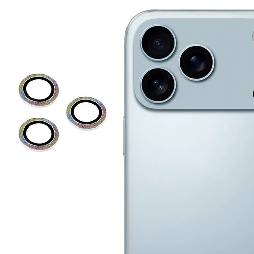 For iPhone 17 Pro Max / 17 Pro Camera Lens Protector Set Bling Glitter Metal Ring Tempered Glass Lens Film - Colorful - 1