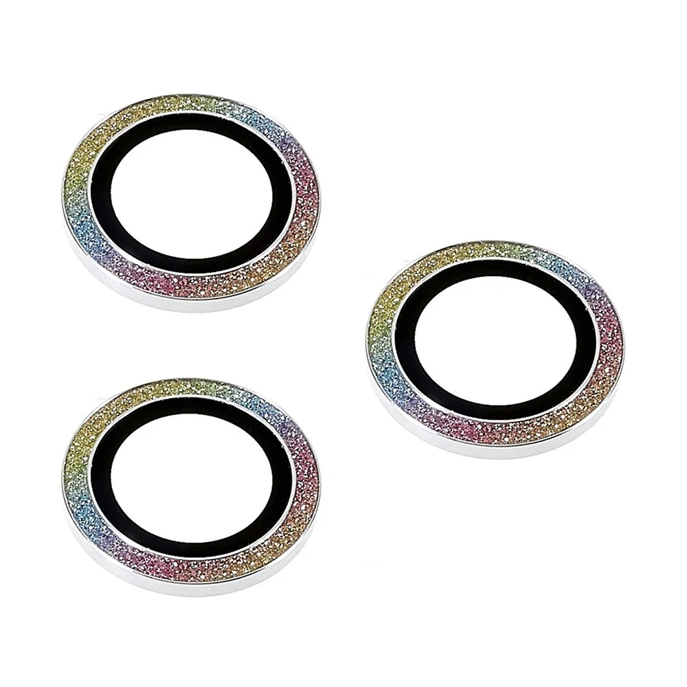 For iPhone 17 Pro Max / 17 Pro Camera Lens Protector Set Bling Glitter Metal Ring Tempered Glass Lens Film - Colorful - 2