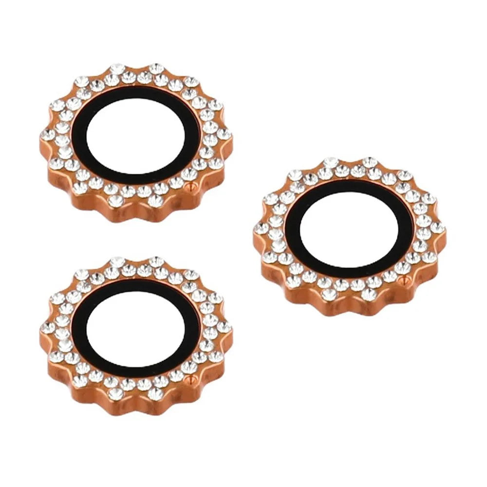 1Set For iPhone 17 Pro Max / 17 Pro Camera Lens Protector Gear Shape Tempered Glass Lens Film Rhinestone Decor - Orange - 2