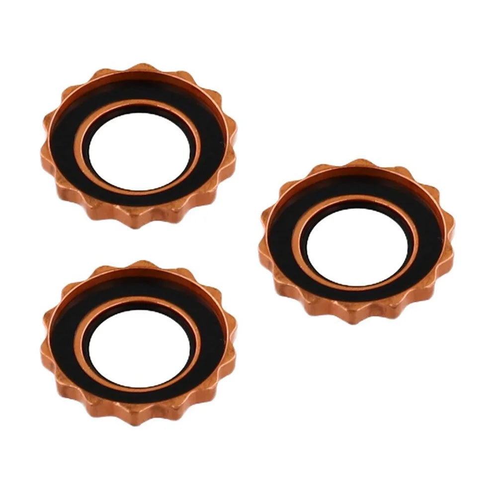1Set For iPhone 17 Pro Max / 17 Pro Camera Lens Protector Gear Shape Tempered Glass Lens Film Rhinestone Decor - Orange - 3