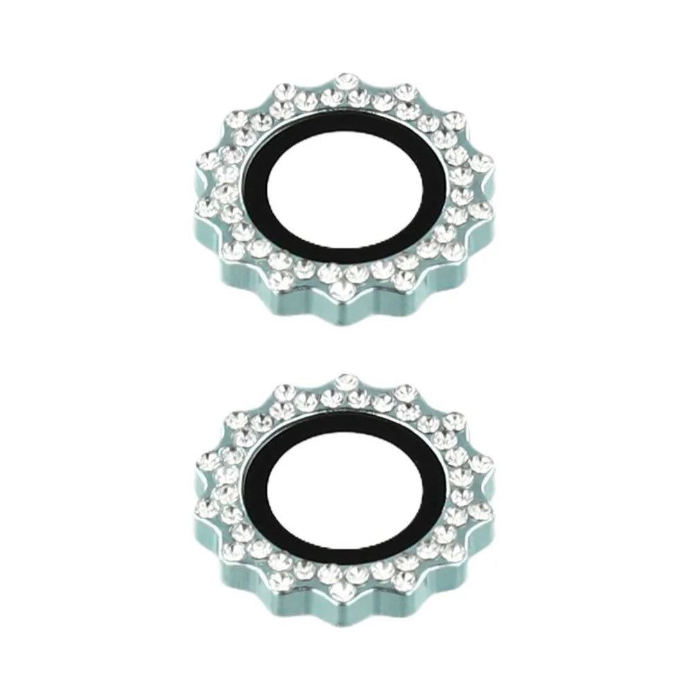 1Set For iPhone 17 Camera Lens Protector Gear Shape Tempered Glass Lens Film Rhinestone Decor - Green - 2