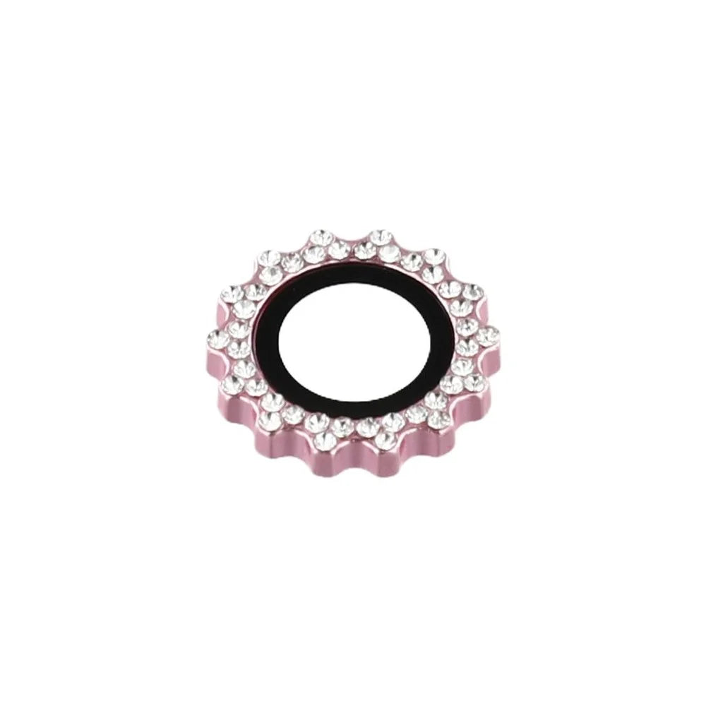 1Set For iPhone Air Camera Lens Protector Gear Shape Tempered Glass Lens Film Rhinestone Decor - Pink - 2
