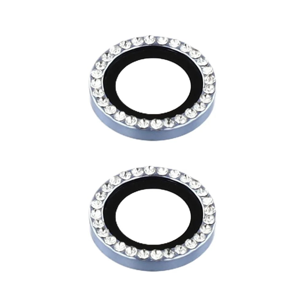For iPhone 17 Camera Lens Protector Rhinestone Metal Frame + Tempered Glass Rear Lens Film - Silver - 3