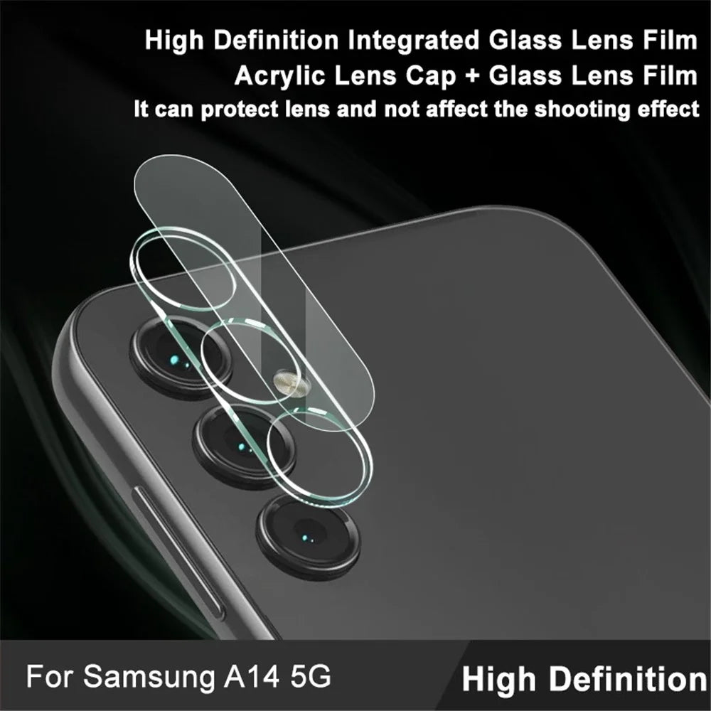 IMAK Camera Lens Film for Samsung Galaxy A14 5G / 4G , Integrated Tempered Glass Lens Protector + Acrylic Lens Cap - 3