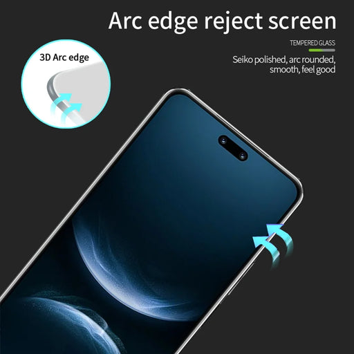 PINWUYO For Huawei nova 13 Pro 5G / Huawei nova 14 Pro 5G Screen Protector  3D Hot Bending Tempered Glass Film - Black - 2