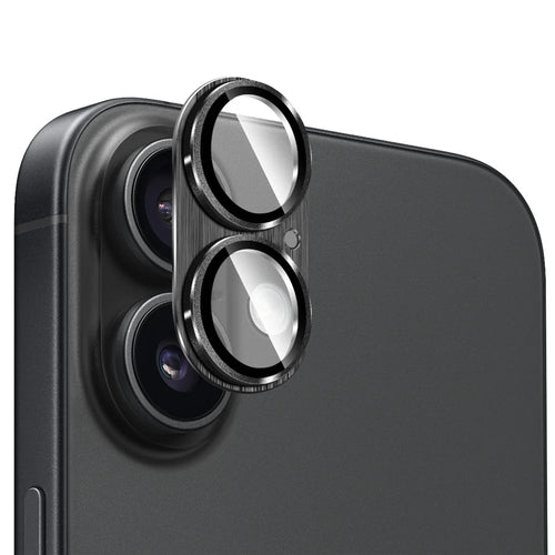 ENKAY HAT PRINCE For iPhone 17 Camera Lens Protector Brushed AR Metal + Tempered Glass Lens Film - Black - 1
