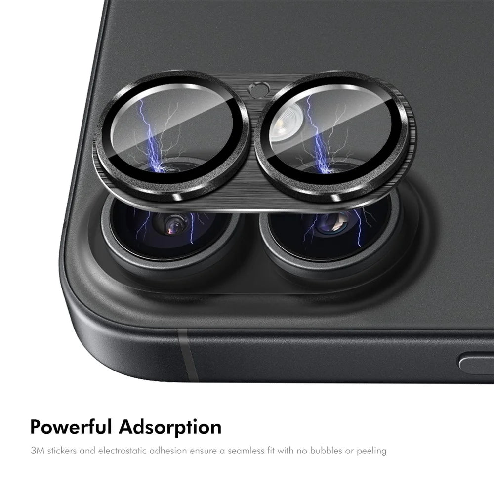 ENKAY HAT PRINCE For iPhone 17 Camera Lens Protector Brushed AR Metal + Tempered Glass Lens Film - Black - 3