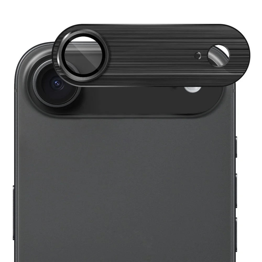 ENKAY HAT PRINCE For iPhone Air Camera Lens Protector Brushed AR Metal + Tempered Glass Lens Film - Black - 1