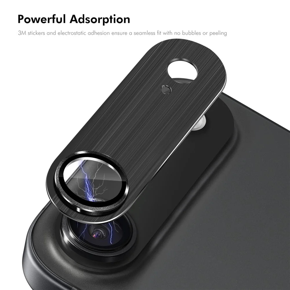 ENKAY HAT PRINCE For iPhone Air Camera Lens Protector Brushed AR Metal + Tempered Glass Lens Film - Black - 3