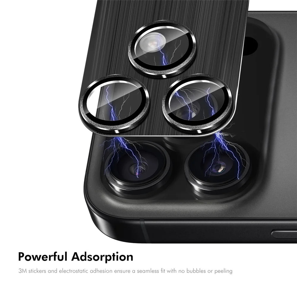 ENKAY HAT PRINCE For iPhone 17 Pro Max Camera Lens Protector Brushed AR Metal + Tempered Glass Lens Film - Black - 3