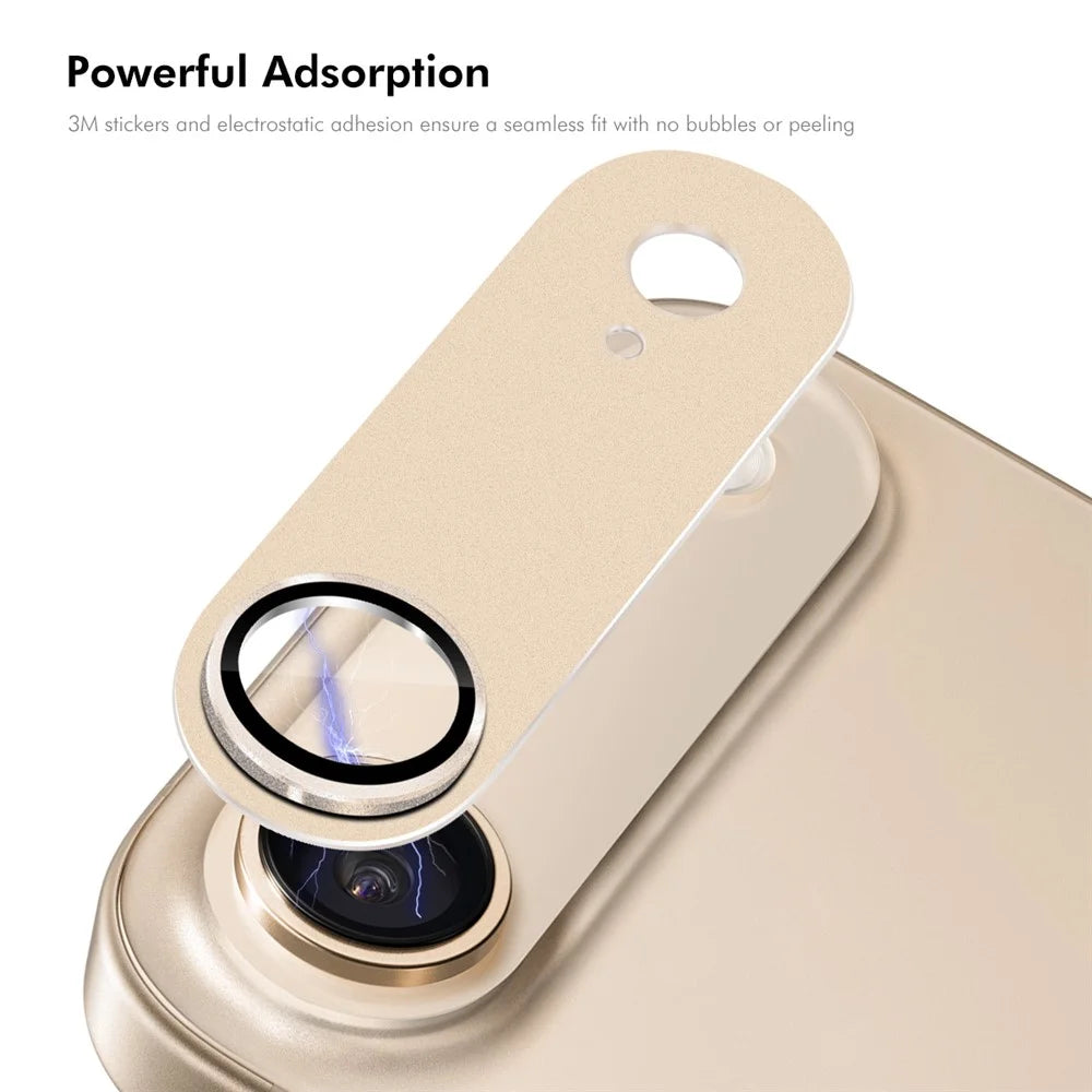 ENKAY HAT PRINCE For iPhone Air Camera Lens Protector Matte AR Metal + Tempered Glass Lens Film - Light Gold - 3