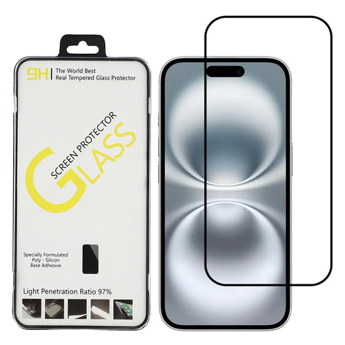 For iPhone 16 Pro Max Screen Protector Silk Printing Full Glue Crystal Clear Tempered Glass Film - Transparent - 1