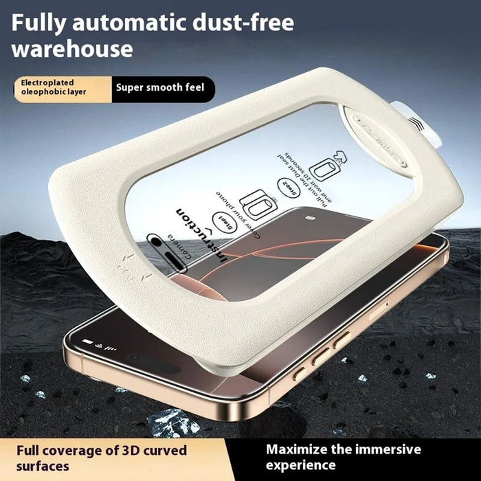 For iPhone 16 Pro Tempered Glass Film with Dust-Free Auto Applicator HD Full Coverage Screen Protector - 5