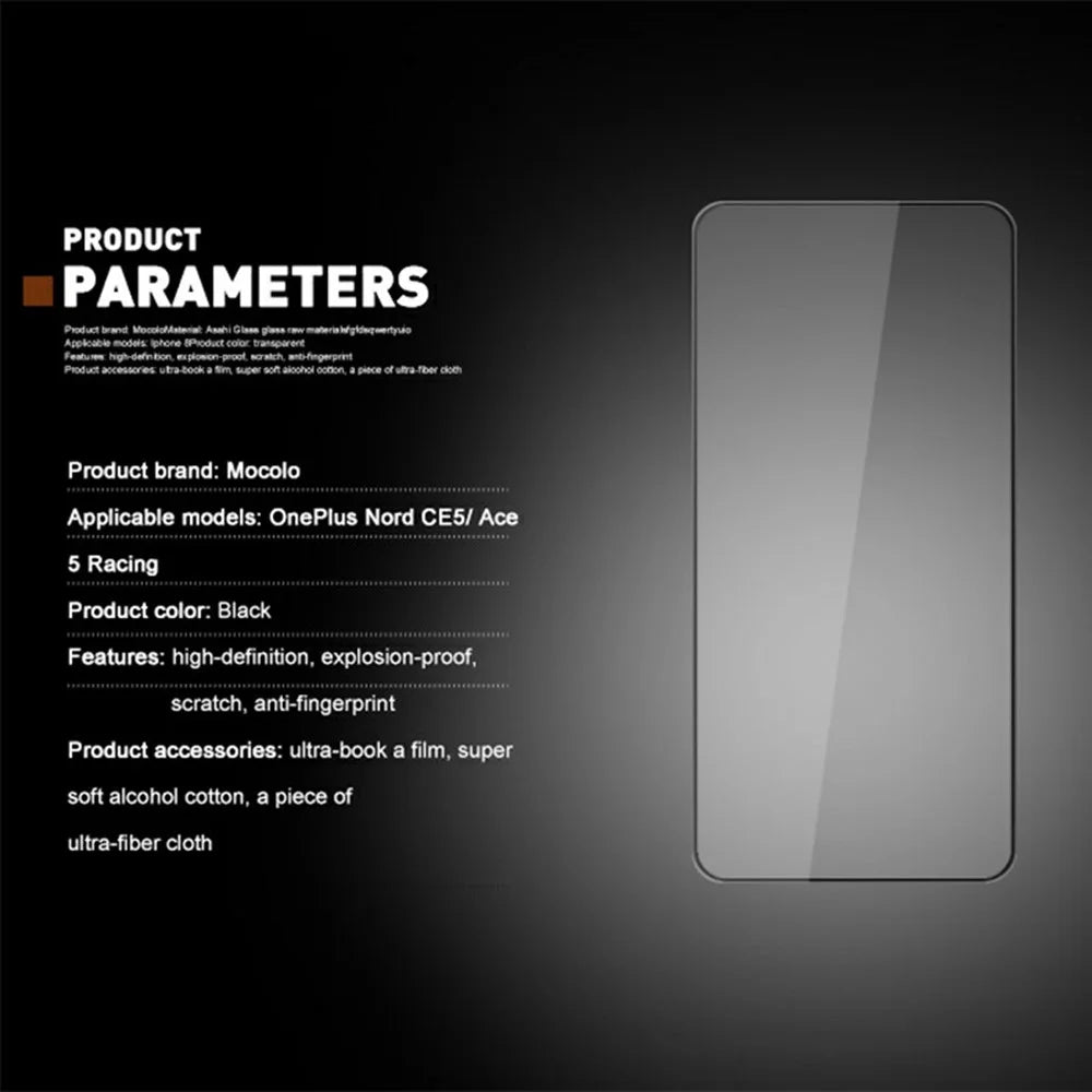 MOCOLO For OnePlus Nord CE5 5G / Ace 5 Racing 5G Screen Protector Anti-Shatter Silk Printing Tempered Glass Film - Black - 6