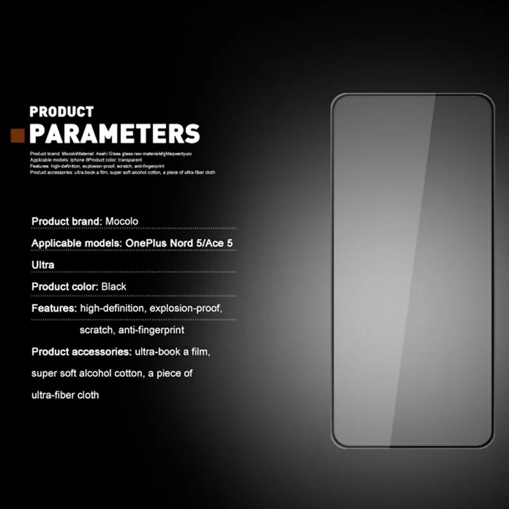 MOCOLO For OnePlus Nord 5 5G / Ace 5 Ultra 5G Screen Protector Anti-Shatter Silk Printing Tempered Glass Film - Black - 6