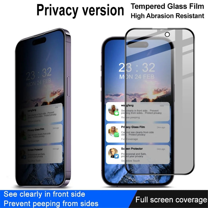 IMAK For iPhone 14 Pro Max Anti-peep Scratch-resistant Tempered Glass Film Full Glue Full Screen Protector - 4