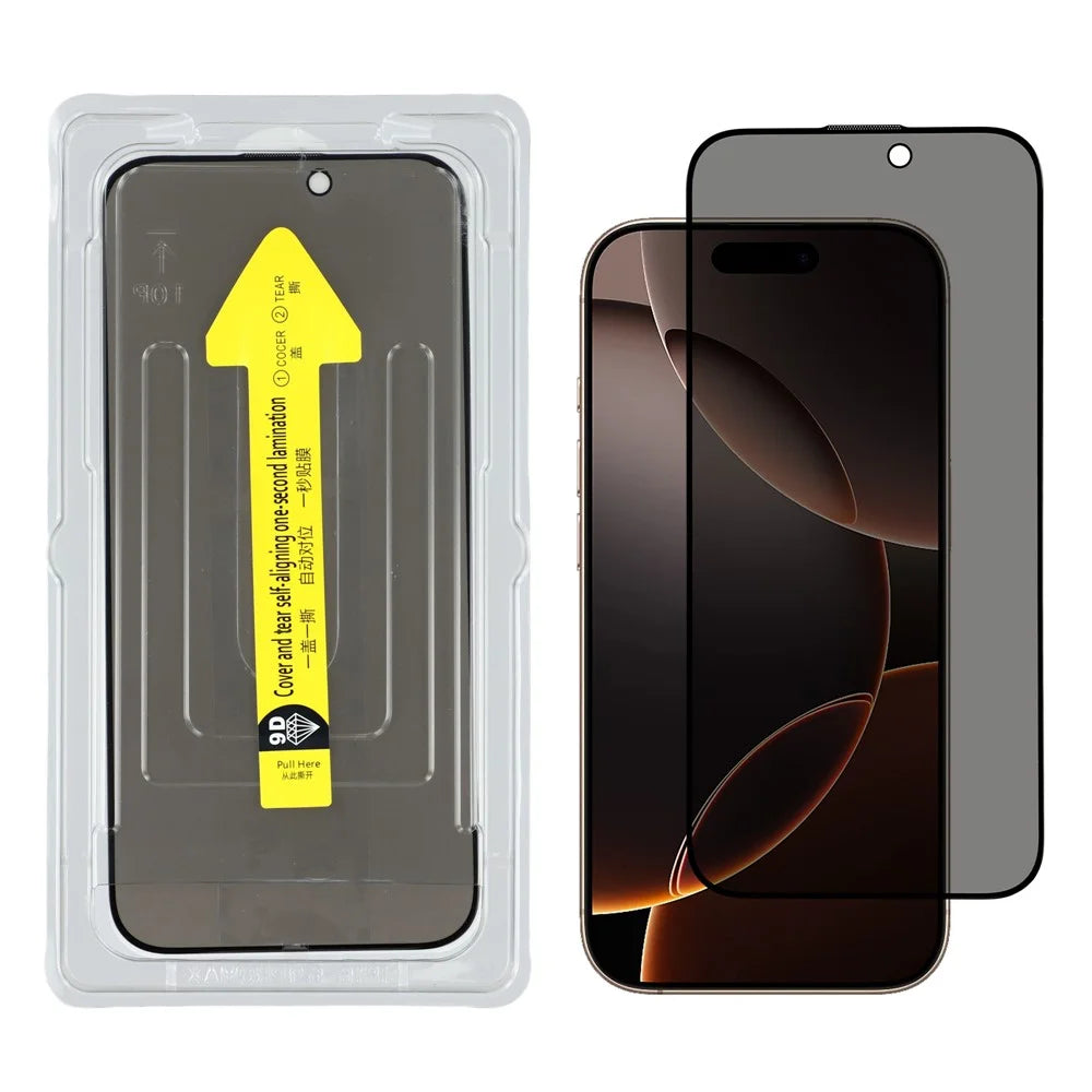 For iPhone 16 Pro Max Anti-Spy Screen Protector Silk Print High Aluminium-silicon Glass Film with Easy Installation Tool - 1