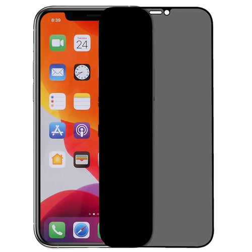 For iPhone 12 Pro Max 6.7 inch Anti-spy Screen Protector Full Glue Bright Silk Printing Edge Matte Full Cover Tempered Glass Film - Black - 1