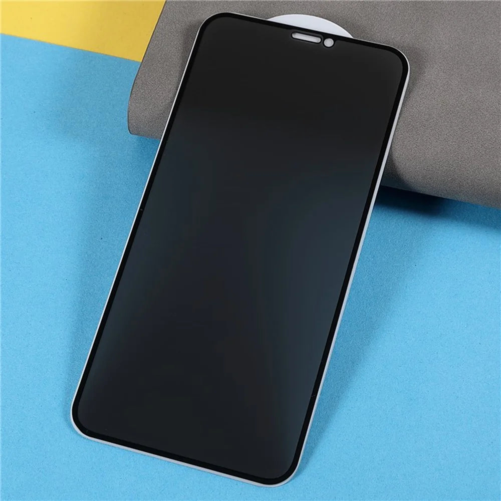 For iPhone 12 Pro Max 6.7 inch Anti-spy Screen Protector Full Glue Bright Silk Printing Edge Matte Full Cover Tempered Glass Film - Black - 3