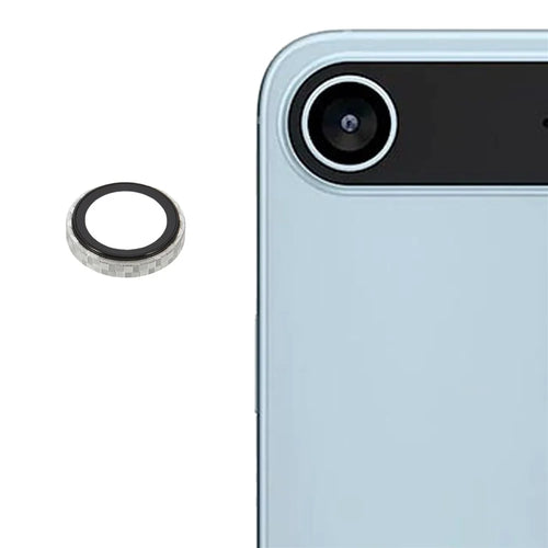 For iPhone Air Camera Lens Protector Aramid Fiber Textured Metal Tempered Glass Lens Film - Silver - 1