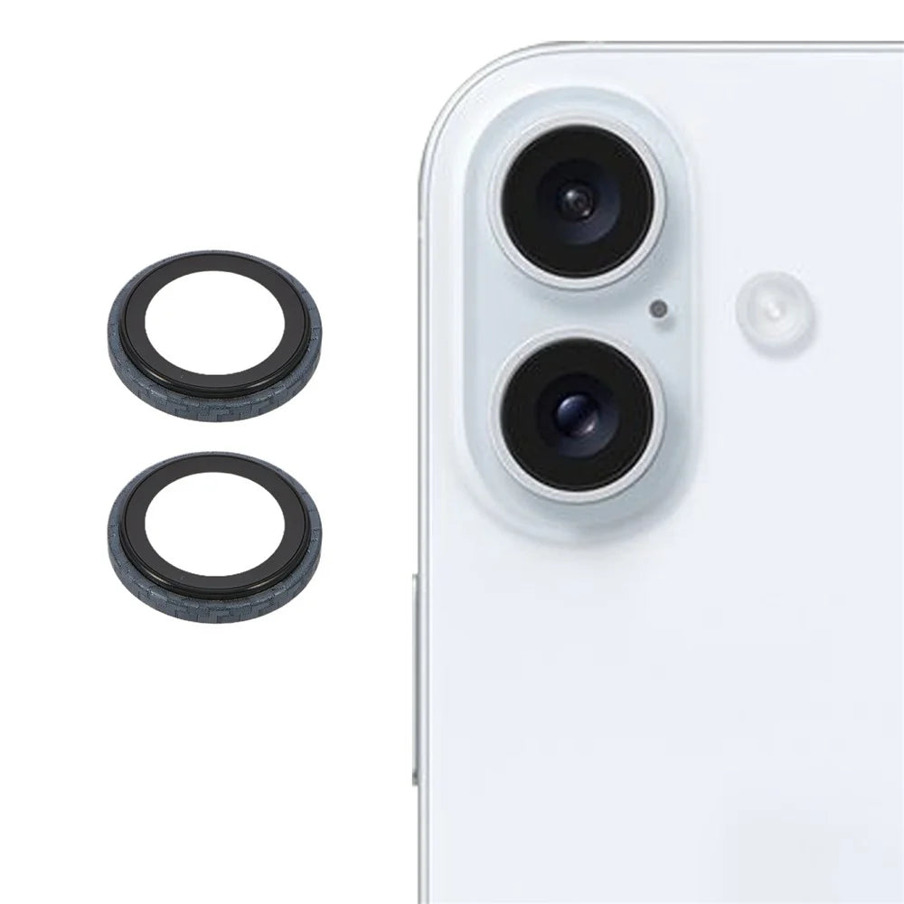 For iPhone 17 Camera Lens Protector Aramid Fiber Textured Metal Tempered Glass Lens Film - Dark Blue - 1
