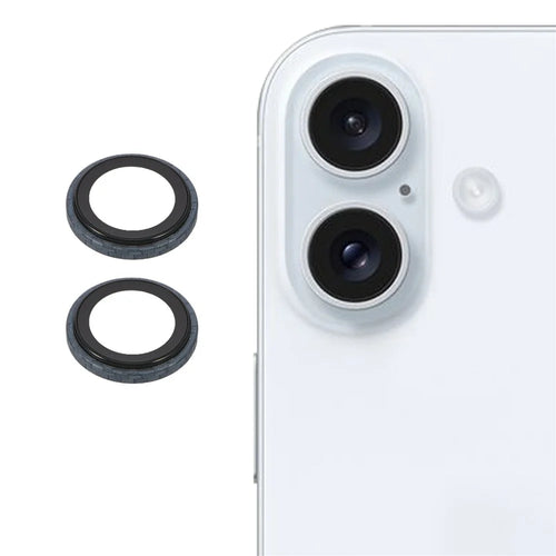 For iPhone 17 Camera Lens Protector Aramid Fiber Textured Metal Tempered Glass Lens Film - Dark Blue - 1