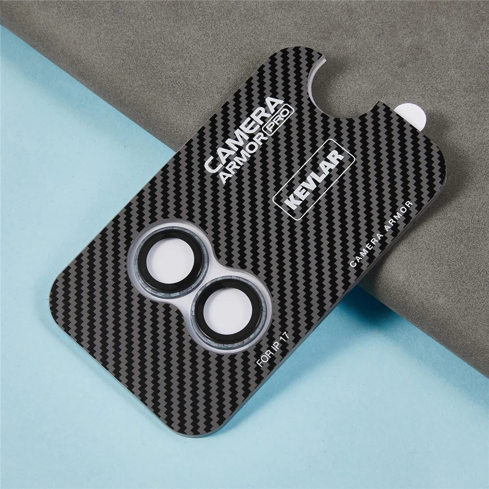For iPhone 17 Camera Lens Protector Aramid Fiber Textured Metal Tempered Glass Lens Film - Dark Blue - 4
