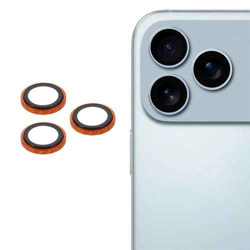 For iPhone 17 Pro Max / 17 Pro Camera Lens Protector Aramid Fiber Textured Metal Tempered Glass Lens Film - Orange - 1
