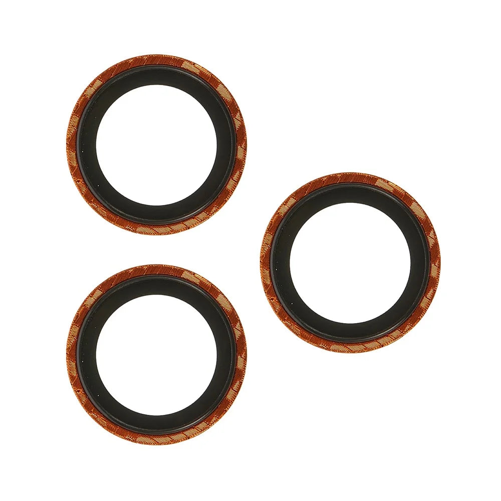 For iPhone 17 Pro Max / 17 Pro Camera Lens Protector Aramid Fiber Textured Metal Tempered Glass Lens Film - Orange - 2