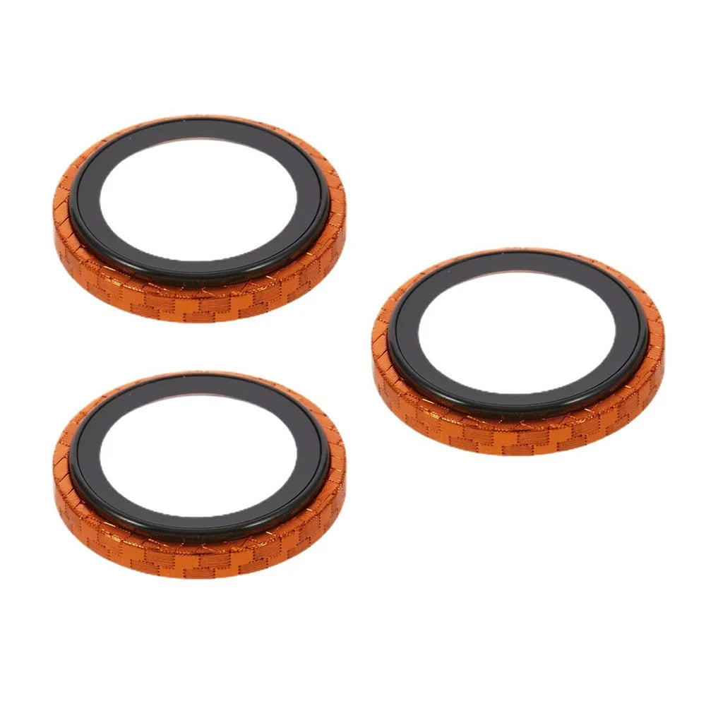For iPhone 17 Pro Max / 17 Pro Camera Lens Protector Aramid Fiber Textured Metal Tempered Glass Lens Film - Orange - 3