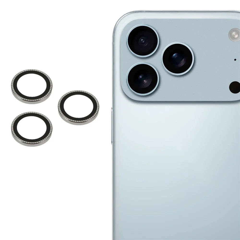 X-LEVEL For iPhone 17 Pro Max  /  17 Pro Camera Lens Protector AR Rhinestones Decor HD Lens Film - Grey - 1