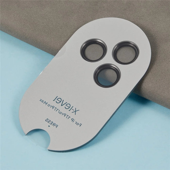 X-LEVEL For iPhone 17 Pro Max  /  17 Pro Camera Lens Protector AR Rhinestones Decor HD Lens Film - Grey - 5
