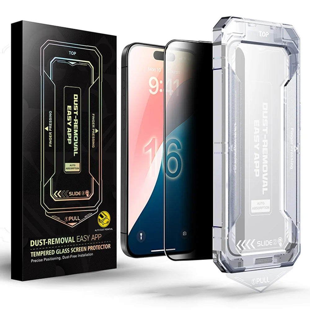 For iPhone 17 Pro Anti-Spy Full Screen Protector Auto-Dust Removal Tempered Glass Film - 1