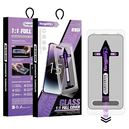 YONGPOLY For iPhone 17 Pro Max Tempered Glass Silk Printing HD Clear Screen Protector with Dust-Proof Net - 1