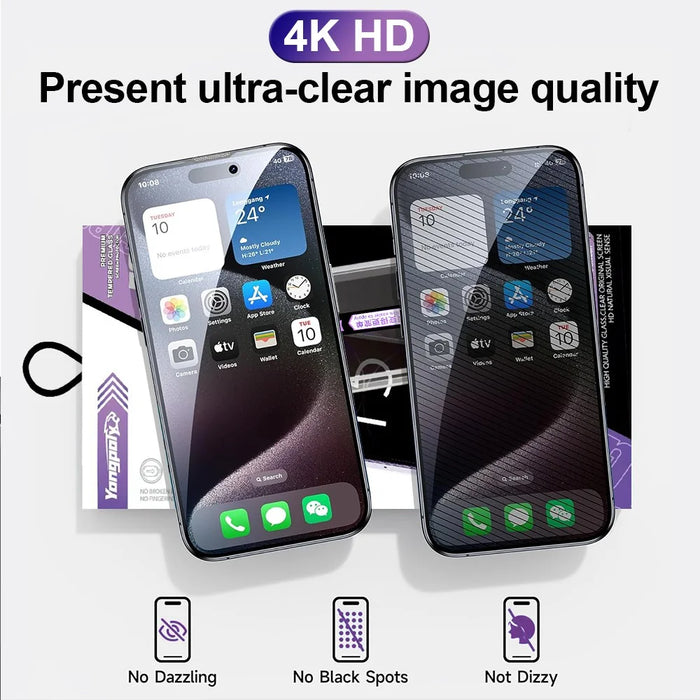 YONGPOLY For iPhone 17 Pro Anti-Spy Full Screen Protector Auto-Dust Removal Tempered Glass Film - 3