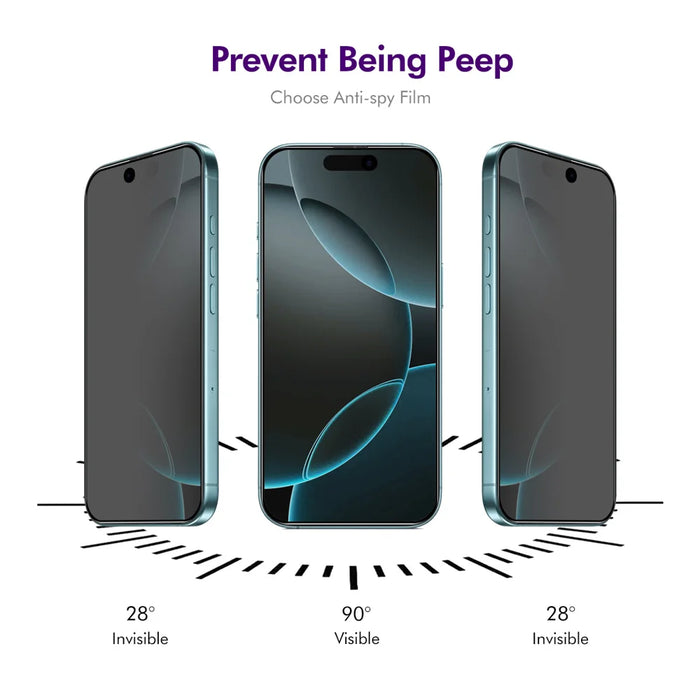 ENKAY HAT PRINCE For iPhone 18 Pro / 17 Pro 5Pcs Anti-Spy Film  Anti-Glare Screen Protector Tempered Glass - Black - 3