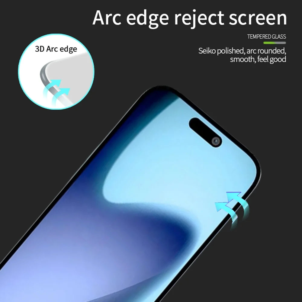 PINWUYO For iPhone Air Tempered Glass Film  Explosion-proof 9H 3D Full Screen Protector - Black - 2