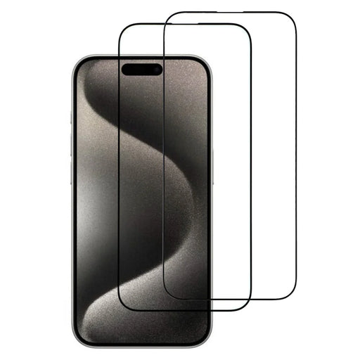 ITIETIE For iPhone 15 Pro Max 2PCS Tempered Glass 2.5mm High Aluminum Screen Protector Silk Printing Film - 1