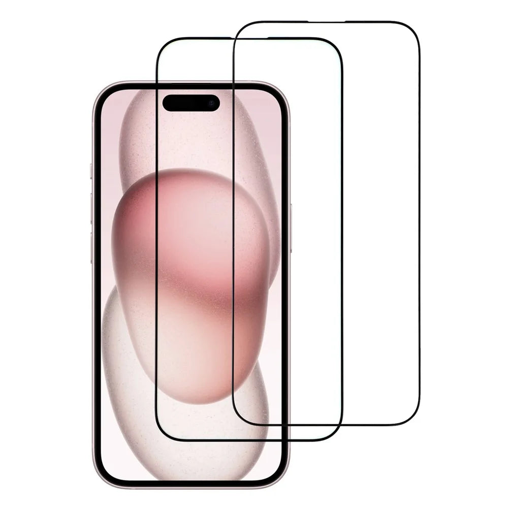 ITIETIE For iPhone 16 Plus  /  15 Plus 2PCS Tempered Glass 2.5mm High Aluminum Screen Protector Silk Printing Film - 1